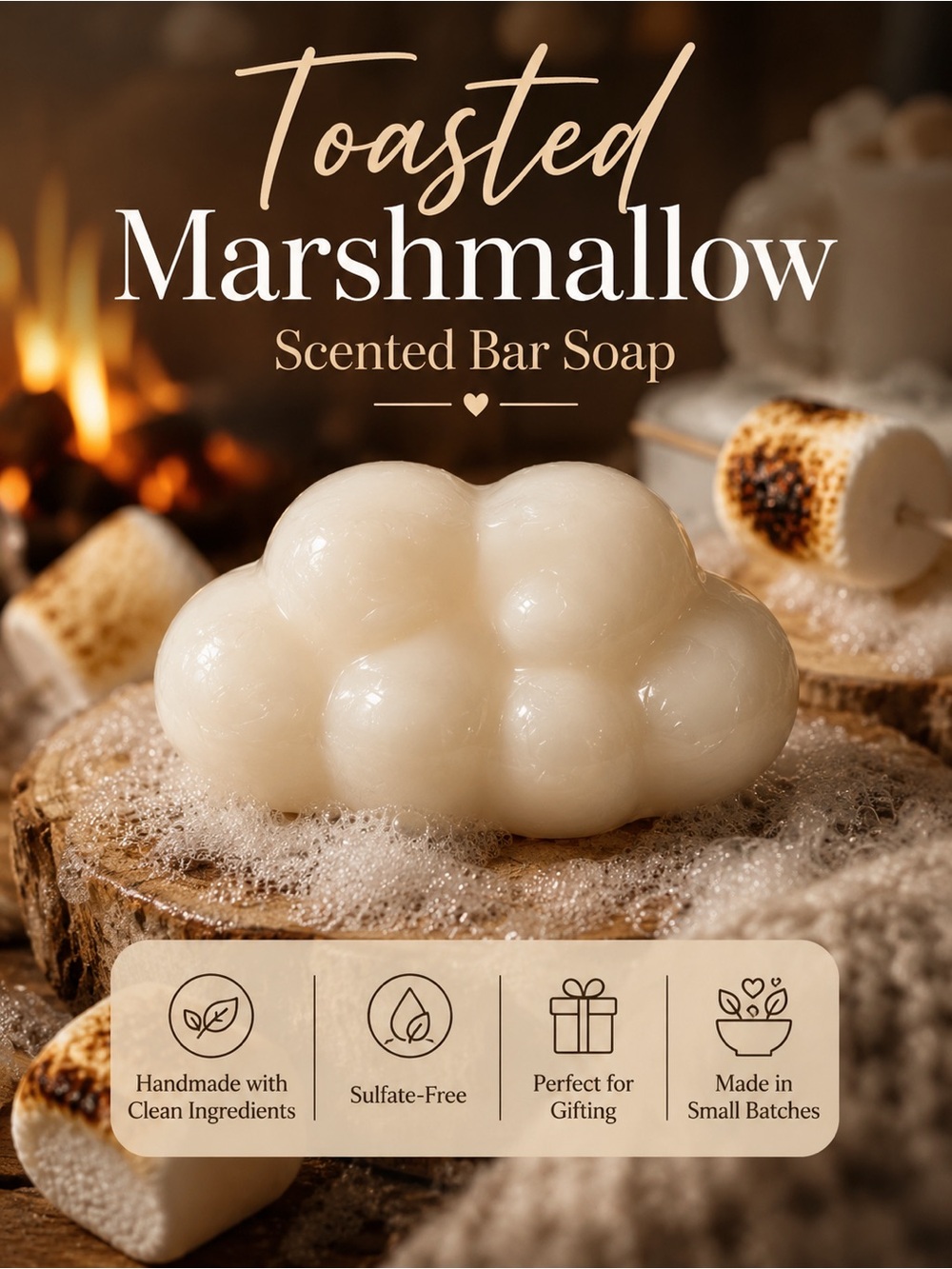Hand Crafted “Toasted Marshmallow” Scented Bar Soap